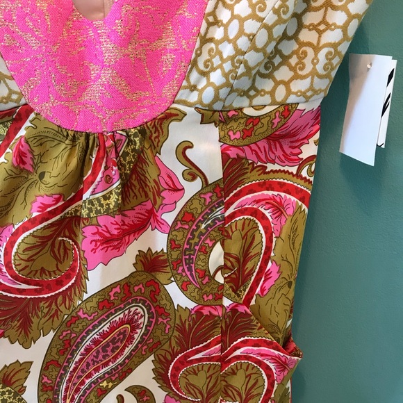 NWT Milly Silk and Brocade Hot Pink Paisley Dress - Picture 4 of 8